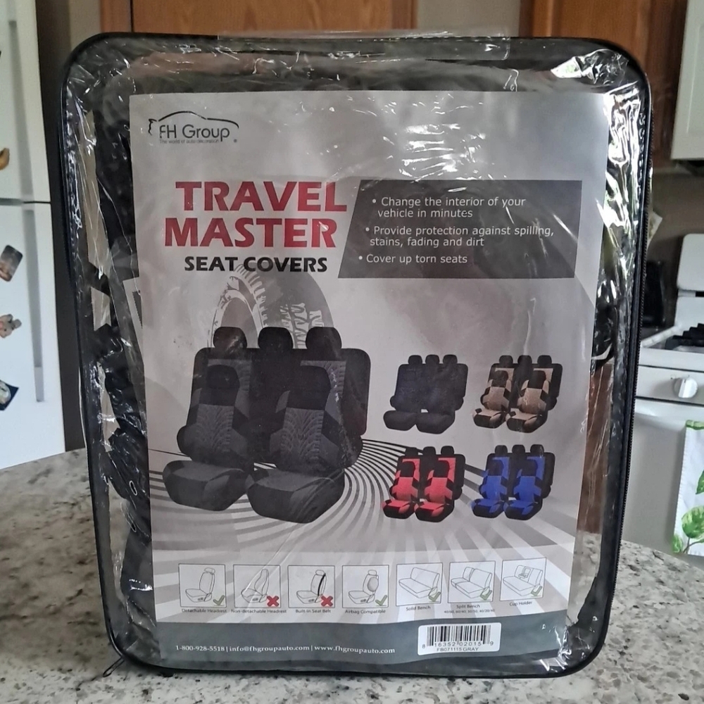 FH Group Travel Master Full Seat Cover Set Black And Gray